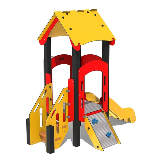 Vaikų darželio lauko aikštelė iš perdirbto plastiko – čiuožykla, laipteliai, tuneliai ir sensoriniai žaidimai