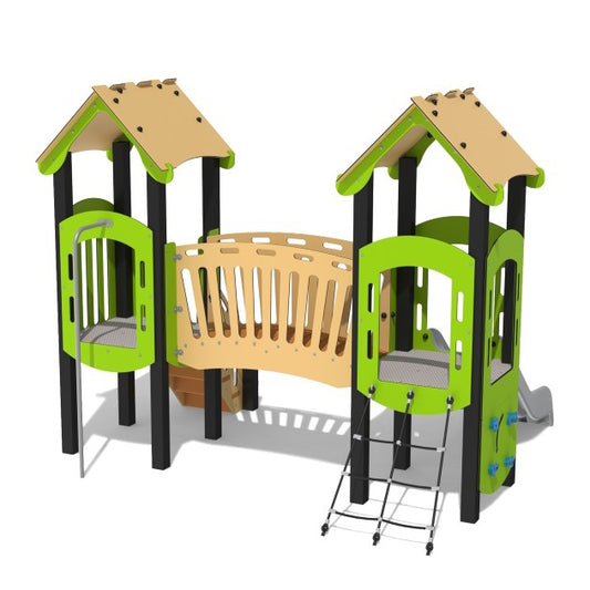 Multifunkcinė aikštelė vaikams – čiuožykla, sensorinė siena, laipiojimo moduliai