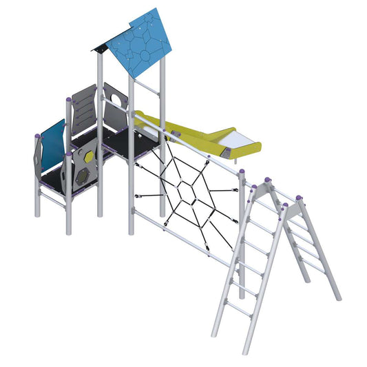 Lauko žaidimų įranga su kopimo tinklais ir saugiomis platformomis