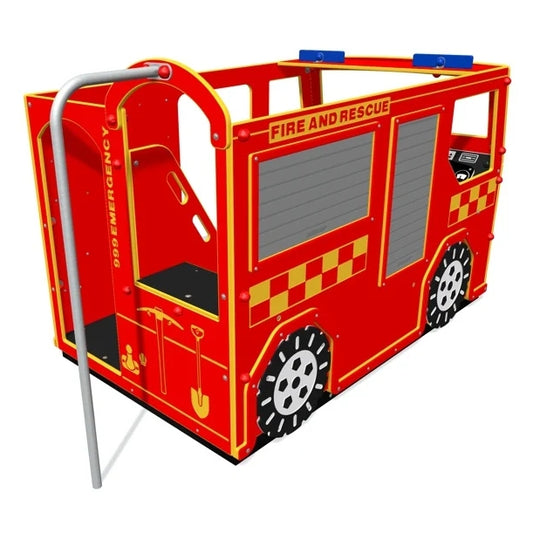 Spalvinga gaisrinės mašinos žaidimų aikštelė darželio kieme