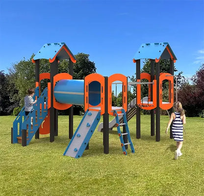Multifunkcinė aikštelė vaikams – čiuožykla, sensorinė siena, laipiojimo moduliai