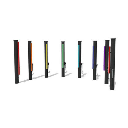 Lauko varelių stulpai vaikų darželiui – garso instrumentas žaidimų aikštelei