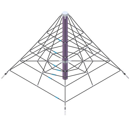 Darželio laipiojimo tinklas su tvirtais lynais ir plieno atramomis