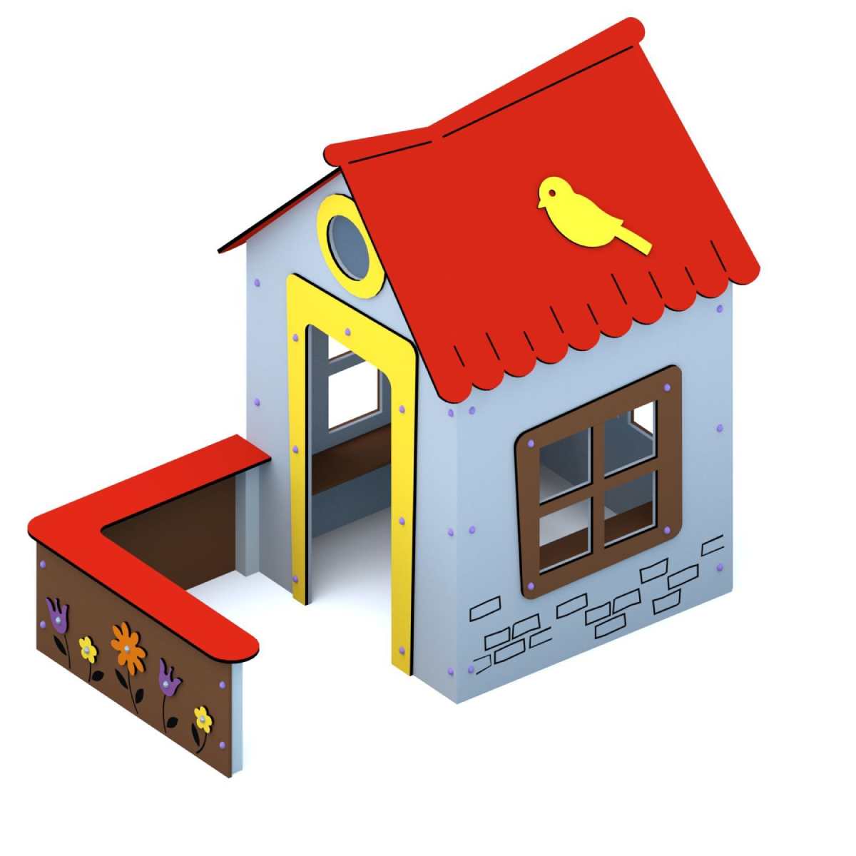 Metalinis žaidimų namelis vaikų darželiui su terasa