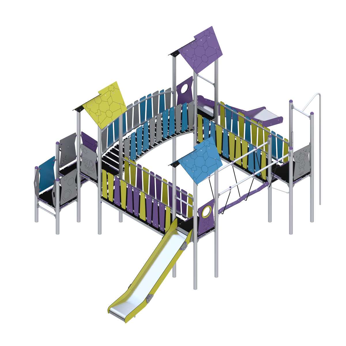 Moderni darželio žaidimų įranga aktyviam vaikų judėjimui lauke