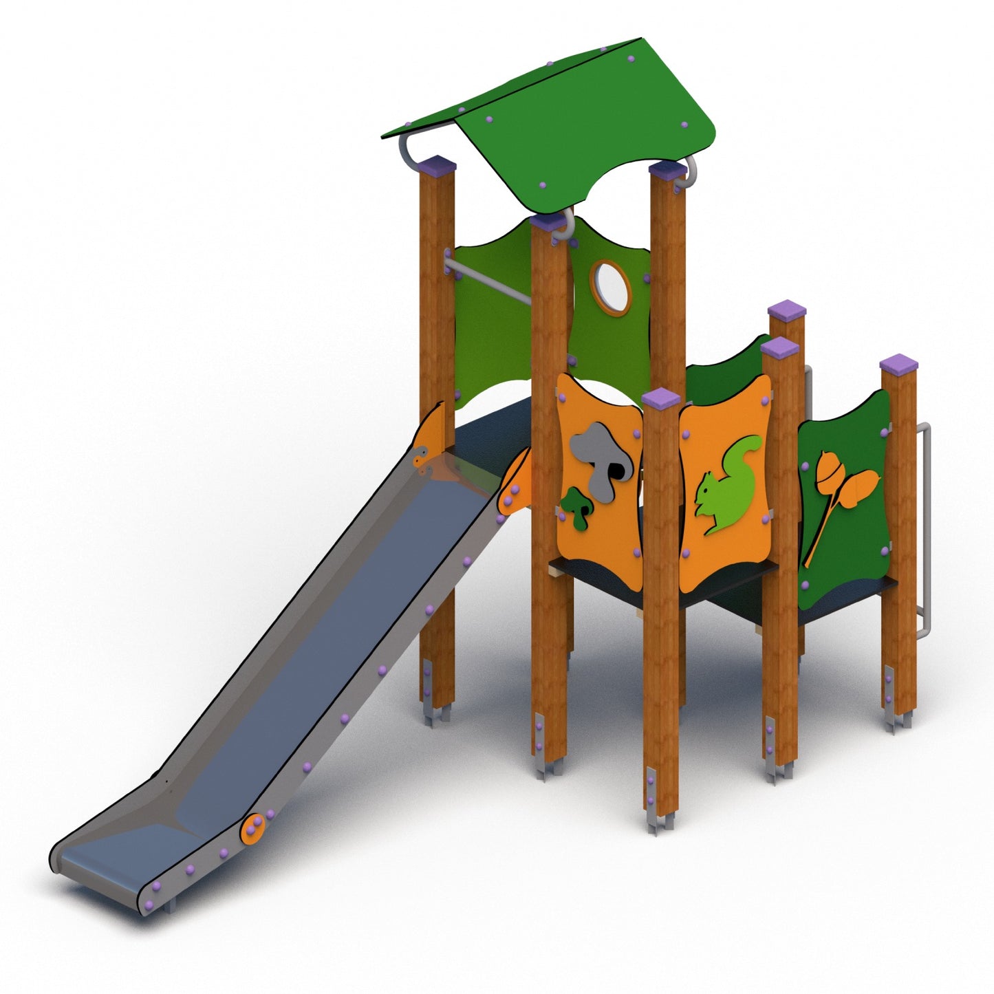 Modernus žaidimų aikštelės komplektas vaikų darželiui – aktyviam judėjimui