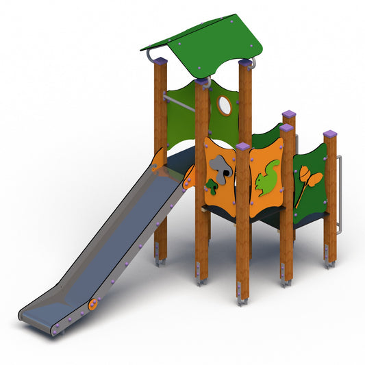 Modernus žaidimų aikštelės komplektas vaikų darželiui – aktyviam judėjimui