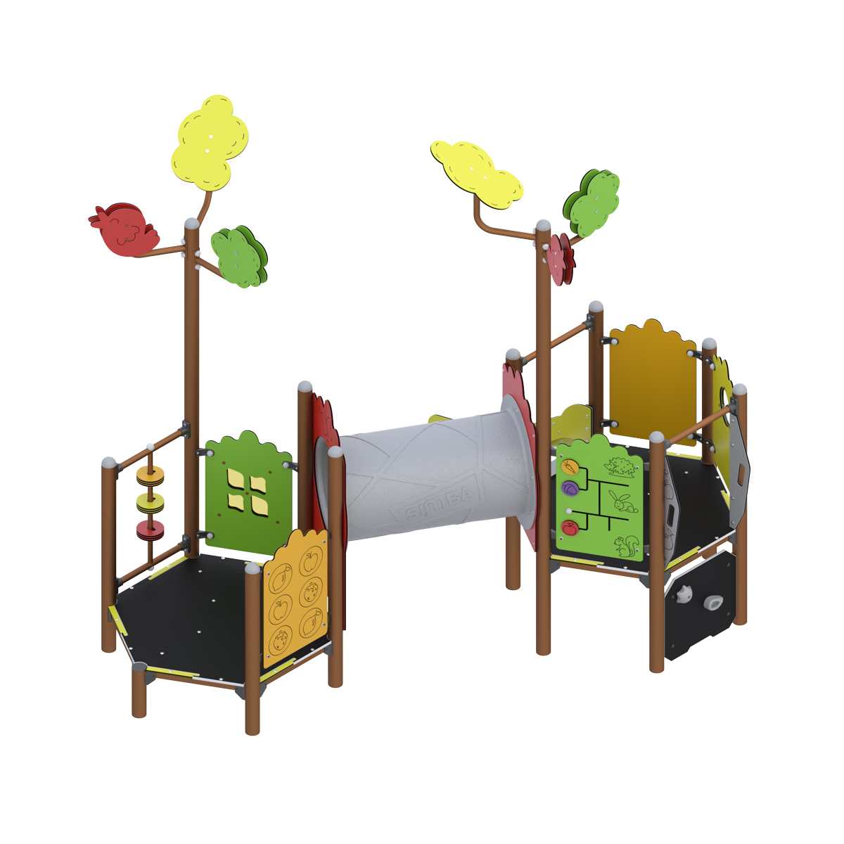 Didelis žaidimų aikštelės komplektas vaikams su keliomis žaidimų zonomis