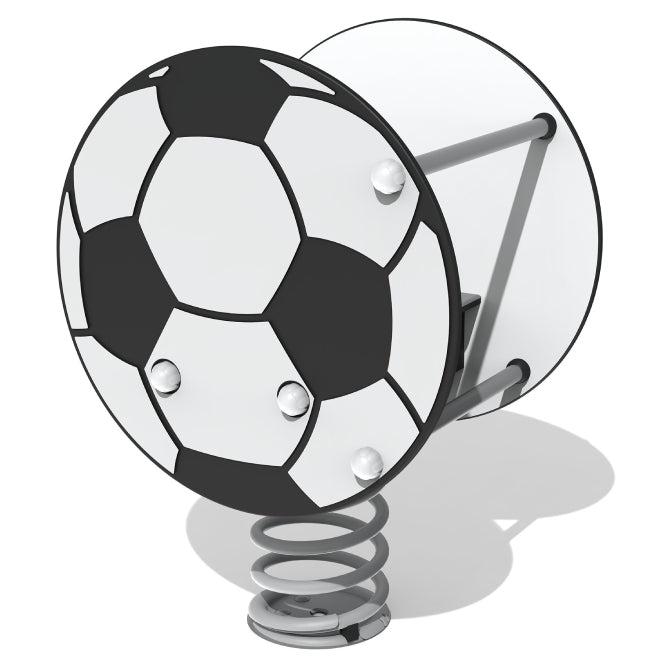 Žaisminga spyruoklinė supynė futbolo kamuolys vaikų žaidimų aikštelei.