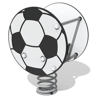 Žaisminga spyruoklinė supynė futbolo kamuolys vaikų žaidimų aikštelei.