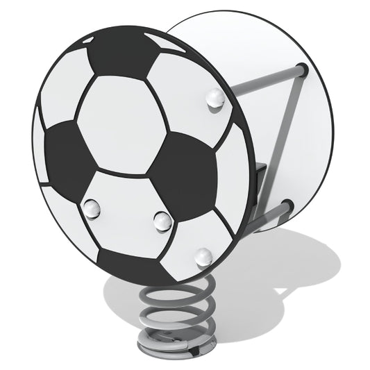 Žaisminga spyruoklinė supynė futbolo kamuolys vaikų žaidimų aikštelei.
