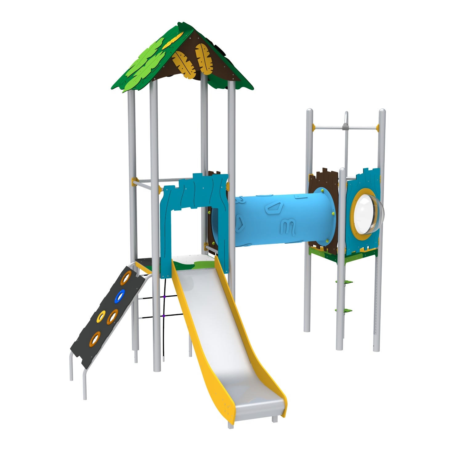 Žaidimų aikštelės komplektas vaikų darželiui – įvairios pramogos lauke